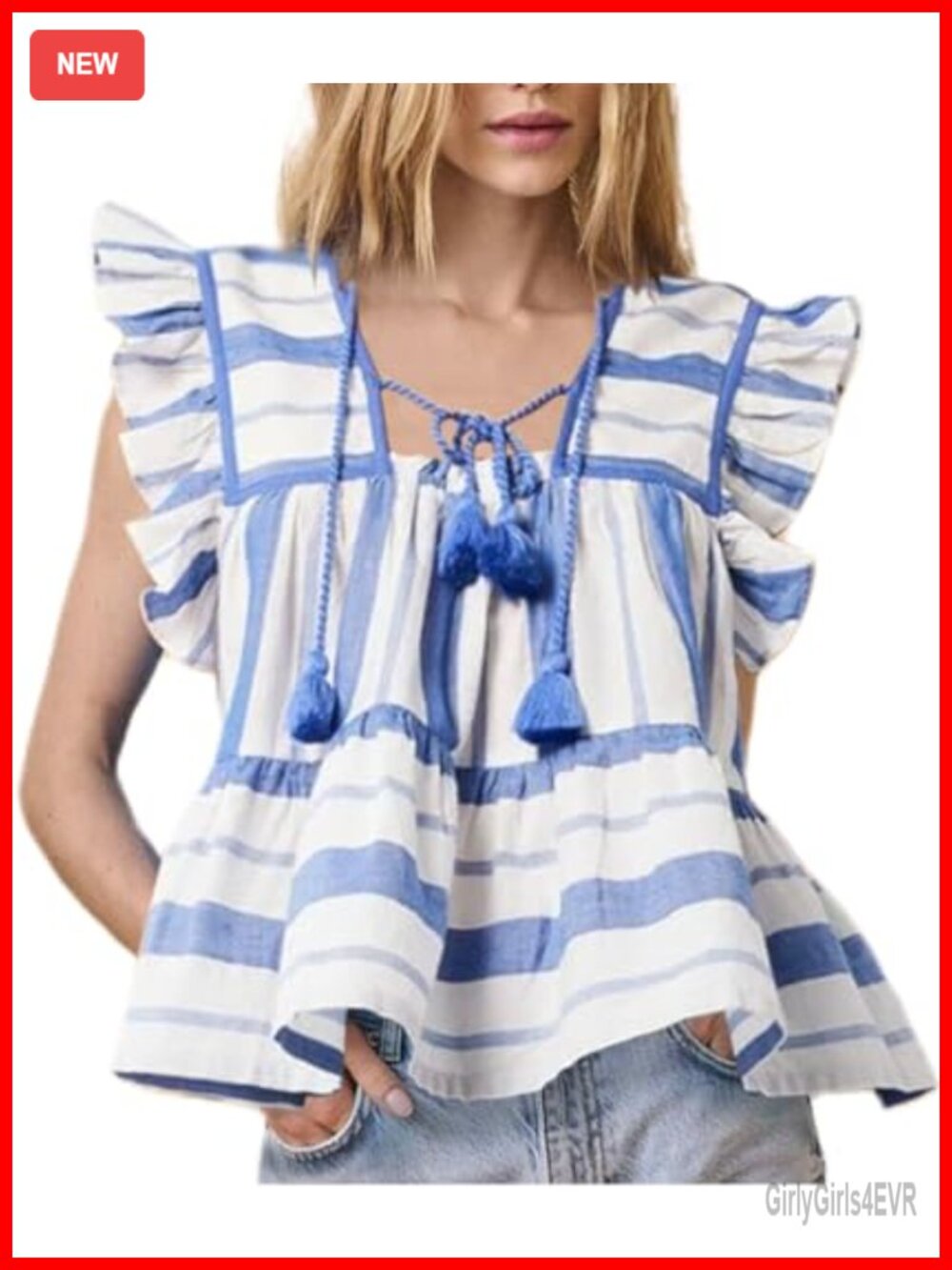 Women Boho Tie Front Peplum Top Floral Ruffle Tank Fringe Shirt